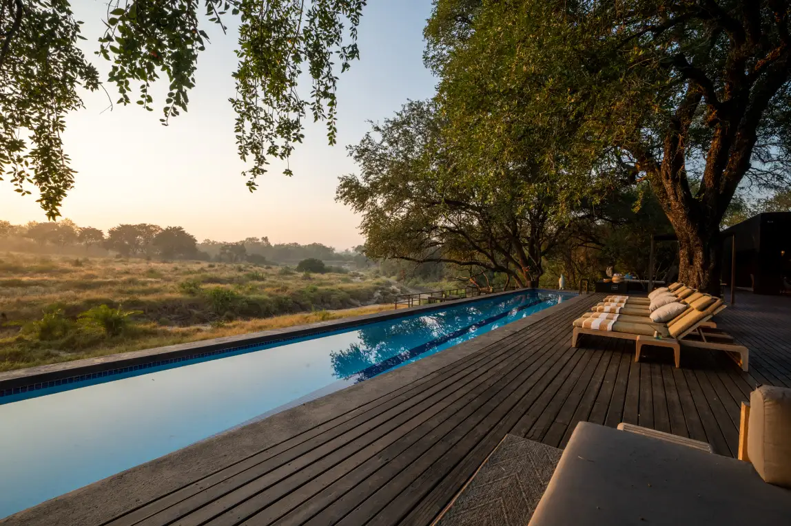 Silvan Lodge Pool Deck at sunrise